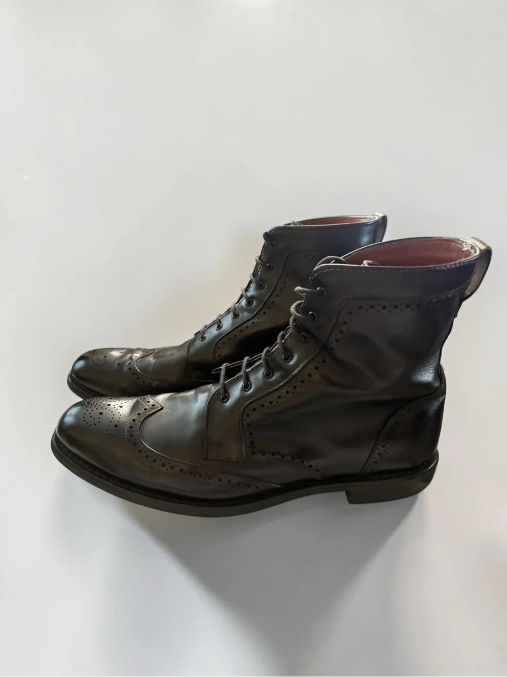 Allen Edmonds Black Leather Wingtip Brogue Boots Size 13 B Dainite Sole